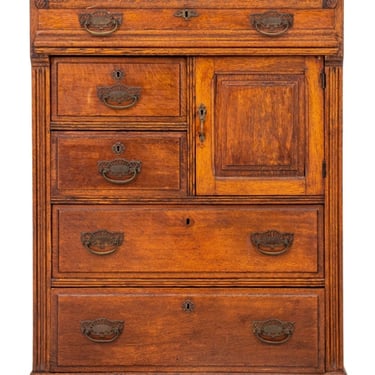 American Tiger Oak Chest of Drawers, circa 1900