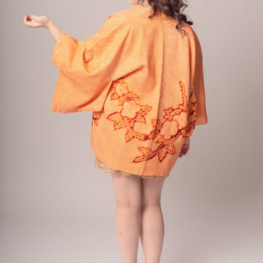 Orange Silk Shibori Haori Jacket