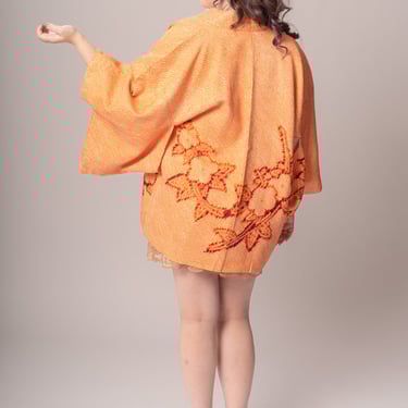Orange Silk Shibori Haori Jacket
