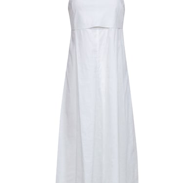 Theory - White Linen Strappy Maxi Dress w/ Tie Back Sz L