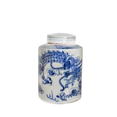 Blue & White Porcelain Container with Lid