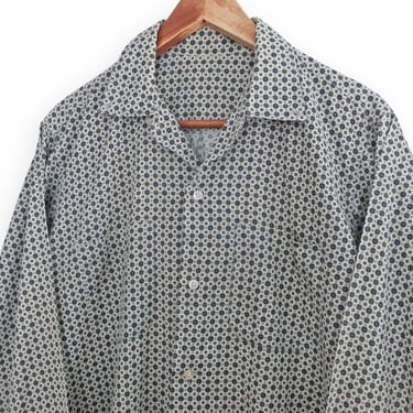 vintage button up / 60s loop collar / 1960s loop collar polka dot cotton long sleeve button up Medium 