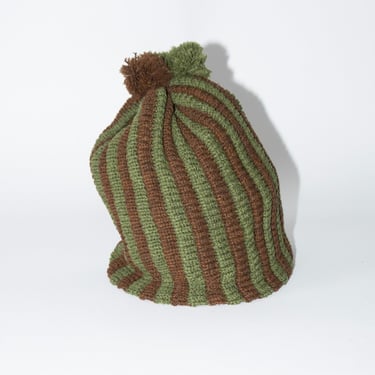 British Lambswool Stripe Pleat Hat in Tobacco and Dark Apple Stripe