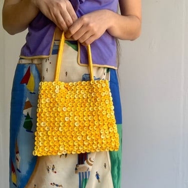 Yellow Handmade Beaded Embellished Bag by VintageRosemond