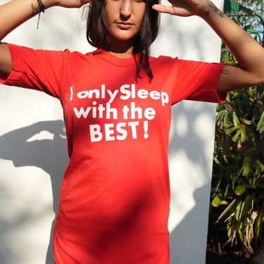 1970's I Only Sleep with the Best Tshirt / Novelty T Shirt Nightgown / Sexy Shirt / Waterbed Funny LOL Tshirt /NIghtie Lingerie / Seventies 