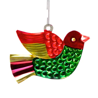 VINTAGE: Mexican Folk Art Tin Dove Ornament - Bird - Handcrafted Ornament - Christmas - Holiday - Mexico - Gift Tag - SKU 15-B1-00028108 