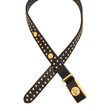Lily Farouche Munich Vintage Black Leather Western Stud Star Belt West Germany Lily Farouche Munich Studded Black Leather Belt Silver  main image 2