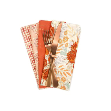 Fall Cloth Napkins, Set of 4 Cloth Napkins, Thanksgiving Cloth Napkins 