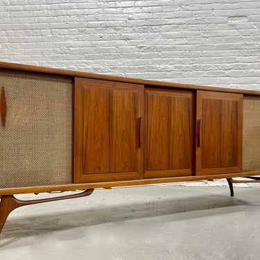 Extra LONG Mid Century MODERN Walnut Stereo Cabinet / CREDENZA / Media Stand, c. 1960's 