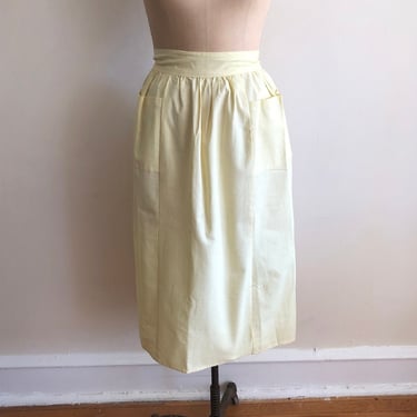 Textured Pale Yellow Midi Skirt - 1950s 