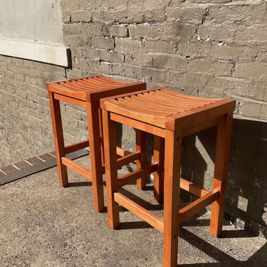 Pair of Teak Counter Stools