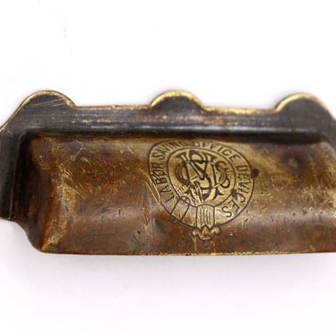 Antique Labor Saving Office Brass Cup Drawer Pull
