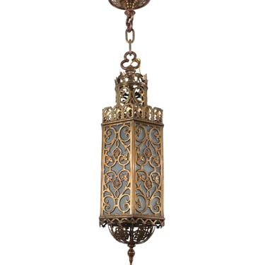 Oscar Bach Style Cast Bronze Frosted Glass Pendant Light