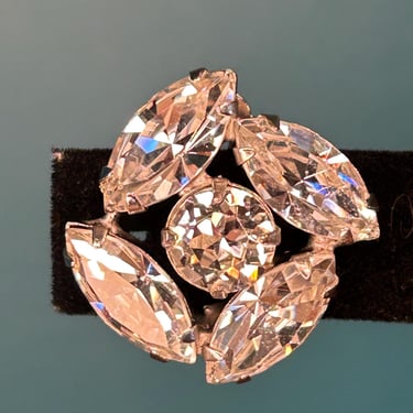 Vintage Cluster Earring Crystal Clip On Retro Fashion Jewelry 50s 60s 