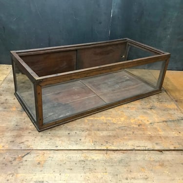 Oak Glass Display Cabinet Open Top Vintage Industrial General Store Jewelry Watches Mercantile Trade Retail Boutique Case 
