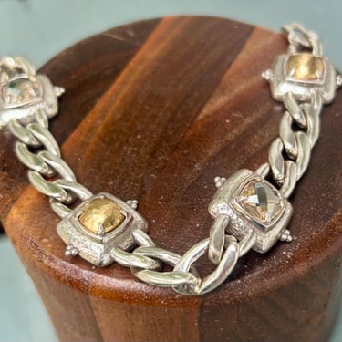 Brighton Affectionate Bracelet Silver Plated Gold Tone Champagne Crystals 