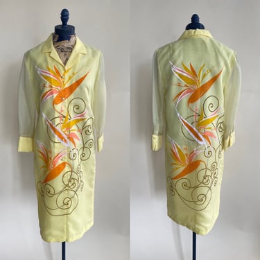1960s Alfred Shaheen Yellow Bird of Paradise Shift Party Dress. By Copperhive Vintage. 