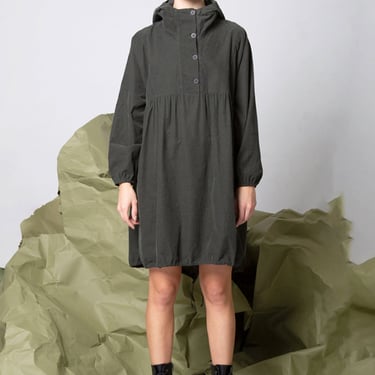 Oversized Corduroy Hooded Dress