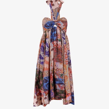 Zimmermann Women Silk Dress With Patch Paisley Print