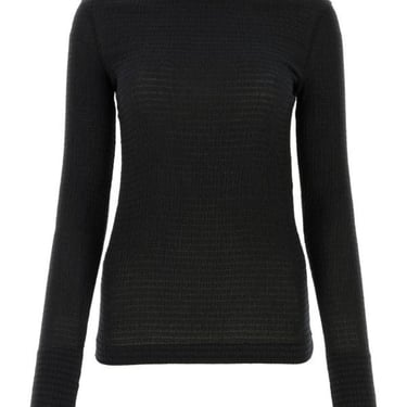 Jil Sander Woman Black Stretch Polyester Blend Sweater