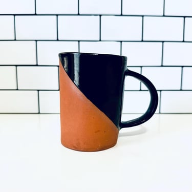 Handmade Clay and Black Dipped Ceramic Mug, Made in USA, Handmade Coffee Cup 