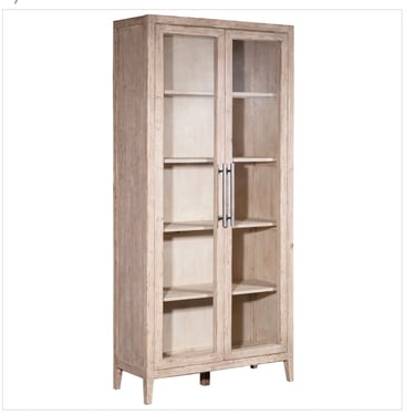 Natural Stained Light Tan Grey Tall Glass Cabinet from Terra Nova Designs Los Angeles 