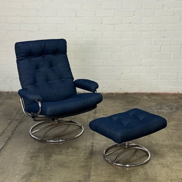 Denim Ekornes Lounge Chair & Ottoman 