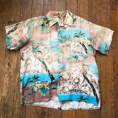 1950s Rayon Loop Collar Aloha Small Medium 