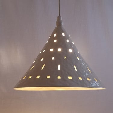 Pendant light with cut-outs. Large ceramic chandelier for kitchen or dining room 