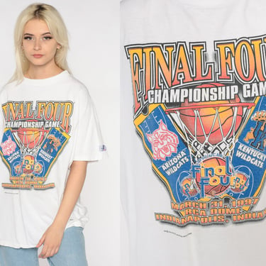 1997 Basketball T Shirt NCAA Final Four Championships TShirt Arizona Kentucky Wildcats Graphic Tee Indianapolis Retro 1990s Vintage Large L 