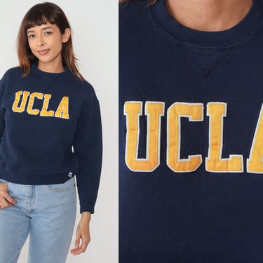 UCLA Sweatshirt 00s University California Los Angeles Sweater Bruins Graphic College Shirt Crewneck Blue Vintage Y2K Russell Extra Small xs 