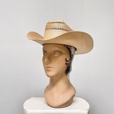Vintage 1970s STETSON Roadrunner Bryantcote Natural Straw Western Hat, 70s Summer Cowboy Hat Size 7 1/8, Mint Condition 