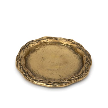 Vintage German Brass Plate with Wave Texture