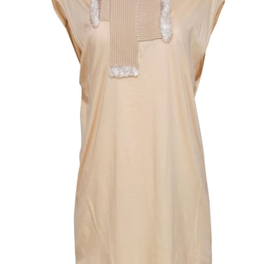 3.1 Phillip Lim - Beige Cotton Blend Shift Dress w/ Woven Front Design Sz M