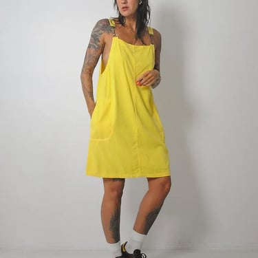 1990's Yellow Suspender Jumper Dress