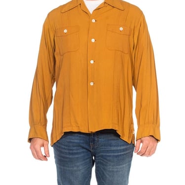 1940S Marlboro Brown Rayon Blend Gabardine Shirt Jacket 
