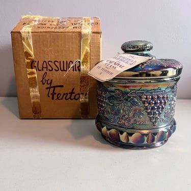 Vintage 1969 Fenton Carnival Glass Presznicks Carnival Glass Museum Tobacco Jar 