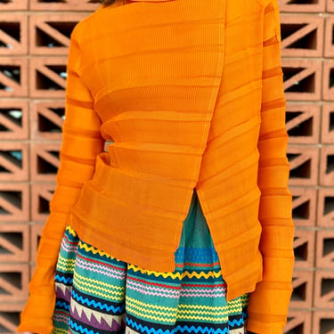 Issey Miyake Fete Pleated Orange Top