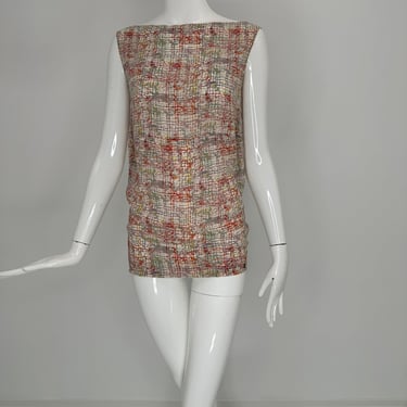 Chanel Identification 1999A Silk Tweed Print Tunic Tank Top 36