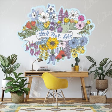 Customizable Wall Decal | Wildflowers Floral Banner | Multiple Sizes Available | Personalized Words or Text 