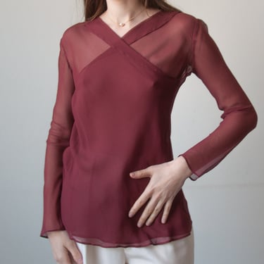 6626t / alberta ferretti silk criss cross blouse / us 6 / s 
