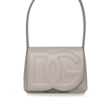 Dolce &amp; Gabbana Dg Logo Shoulder Bag In Ivory Calf Leather Woman