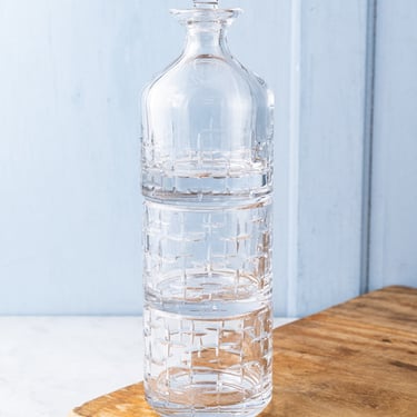 French Guy Degrenne Stackable Crystal Decanter with 2 Glasses