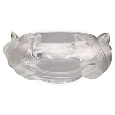 Lalique Pivoine Frosted Glass Centerpiece Bowl