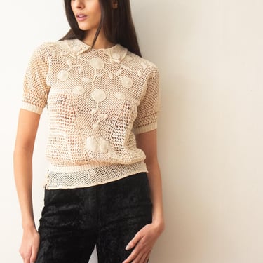 1930s Hand Crocheted Cotton Top 