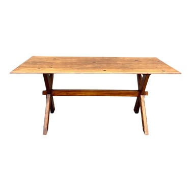 Pine and Maple Farmhouse Sawbuck Dining Table 