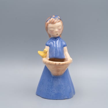 Brayton Laguna Girl with Basket Ceramic Figurine | Vintage California Pottery 