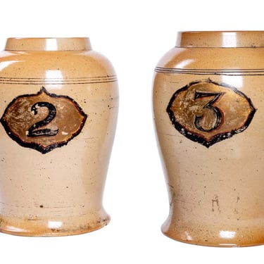 Pair of Salt Glazer Pottery Jars