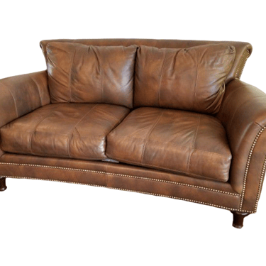 Ferguson Copeland Brown Leather Loveseat Sofa Couch SL86-8