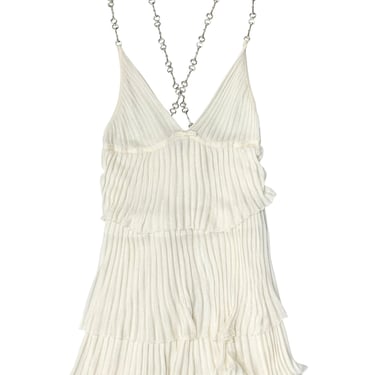 Gucci Ivory Pleated Logo Chain Top